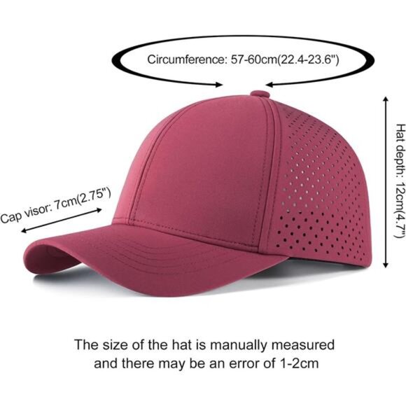 Men Quick Dry Baseball Cap Burgundy - Picture 6 of 6
